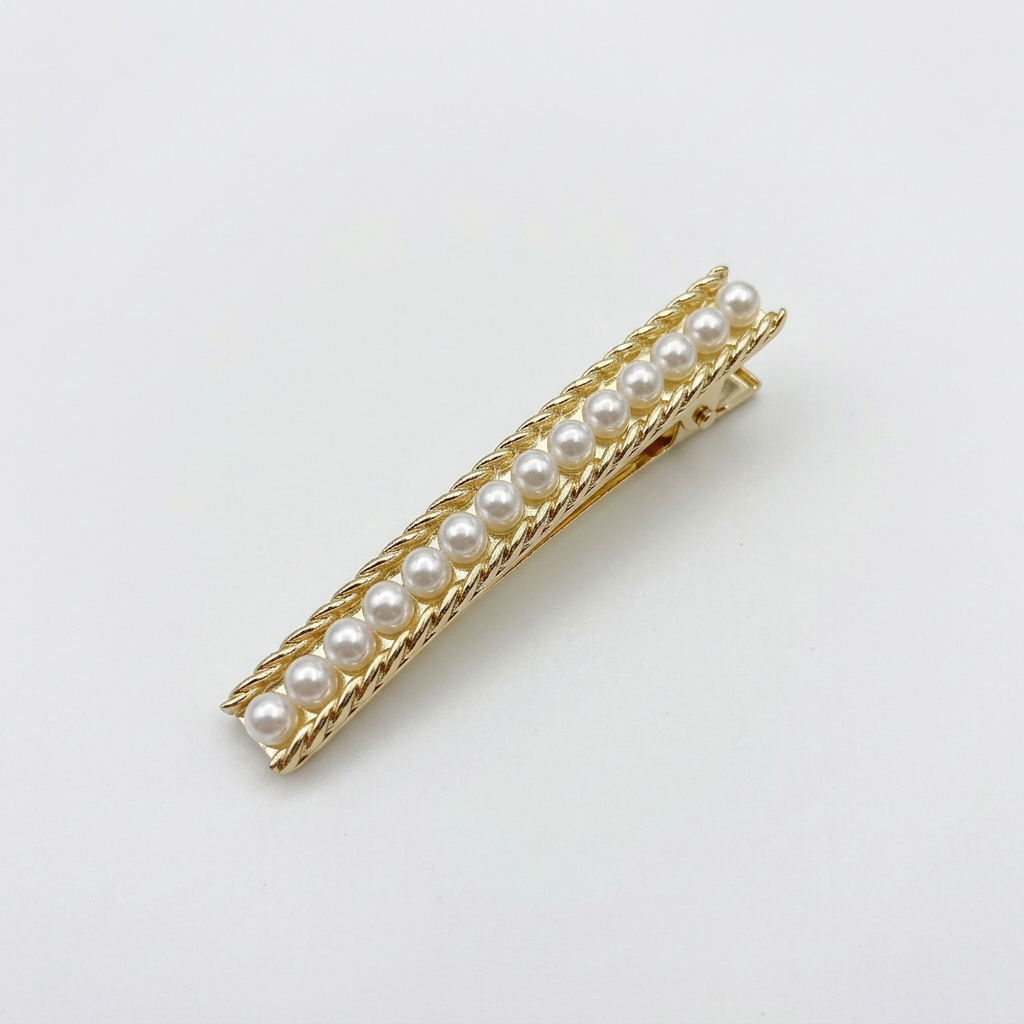 Pearl and Rhinestone Spring Hair Clip