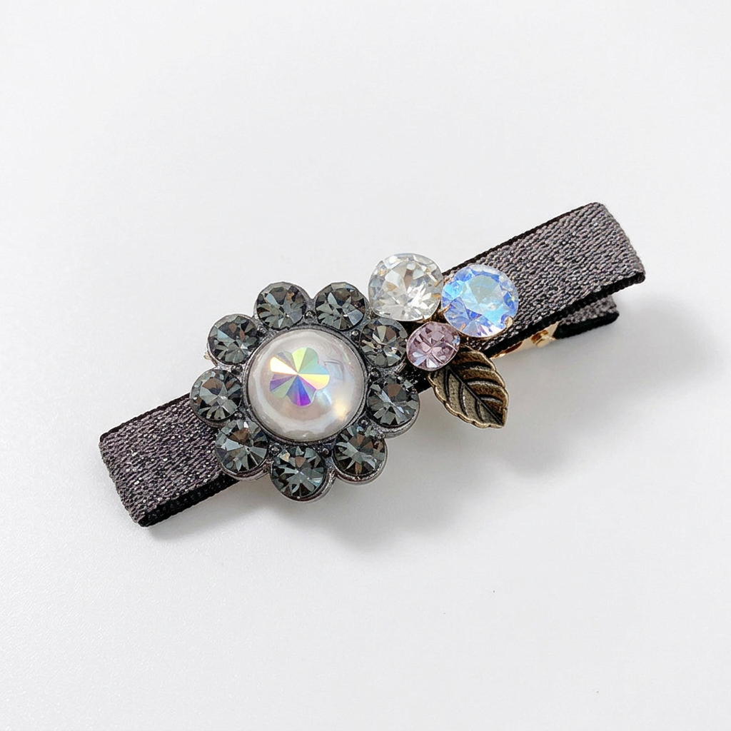 Rhinestone Flower Duckbill Clip for Bangs