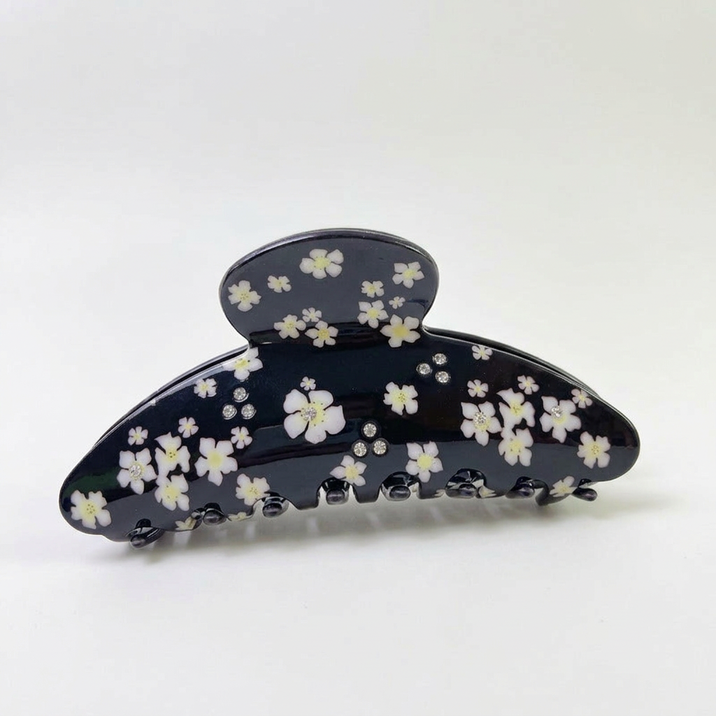 Rhinestone Flower Claw Clip, Acrylic Updo Hair Clip