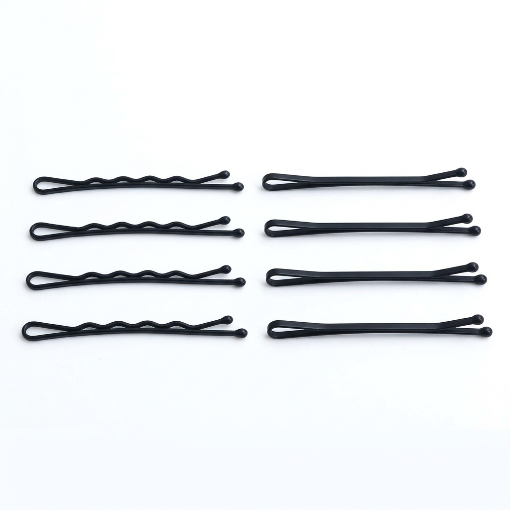 Black Bobby Pins Card, Wave or Straight