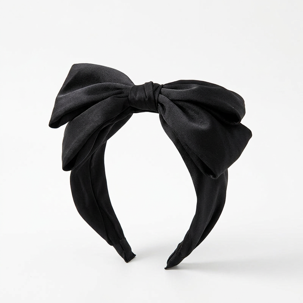 Bow Top Fabric Headband, Wide Solid Color