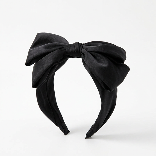 Bow Top Fabric Headband, Wide Solid Color