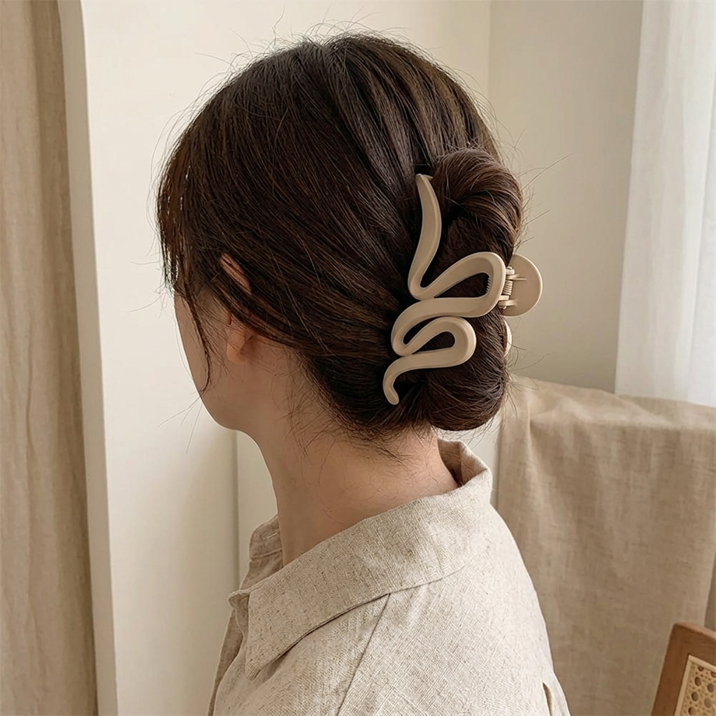 Large Matte Claw Clip with Wave Design
