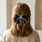Rhinestone Bow Hair Clip in Black