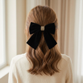 Velvet Bow Hair Clip with Chain Detail