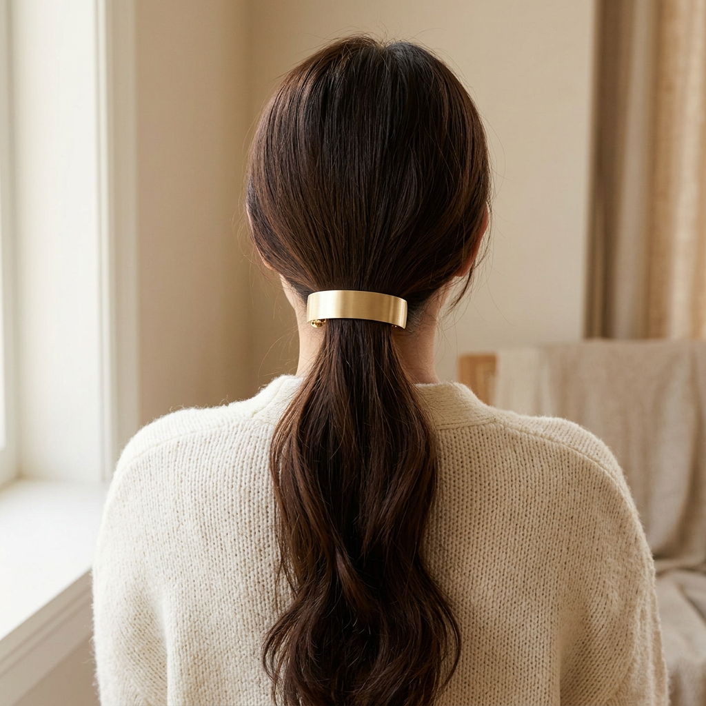 Curved Metal Spring Hair Clip for Ponytails