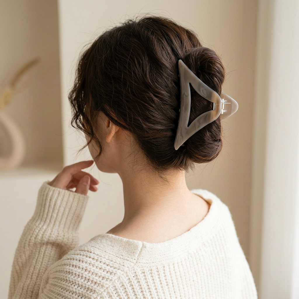 Large Triangle Claw Clip Tortoise and Neutral 11.5cm