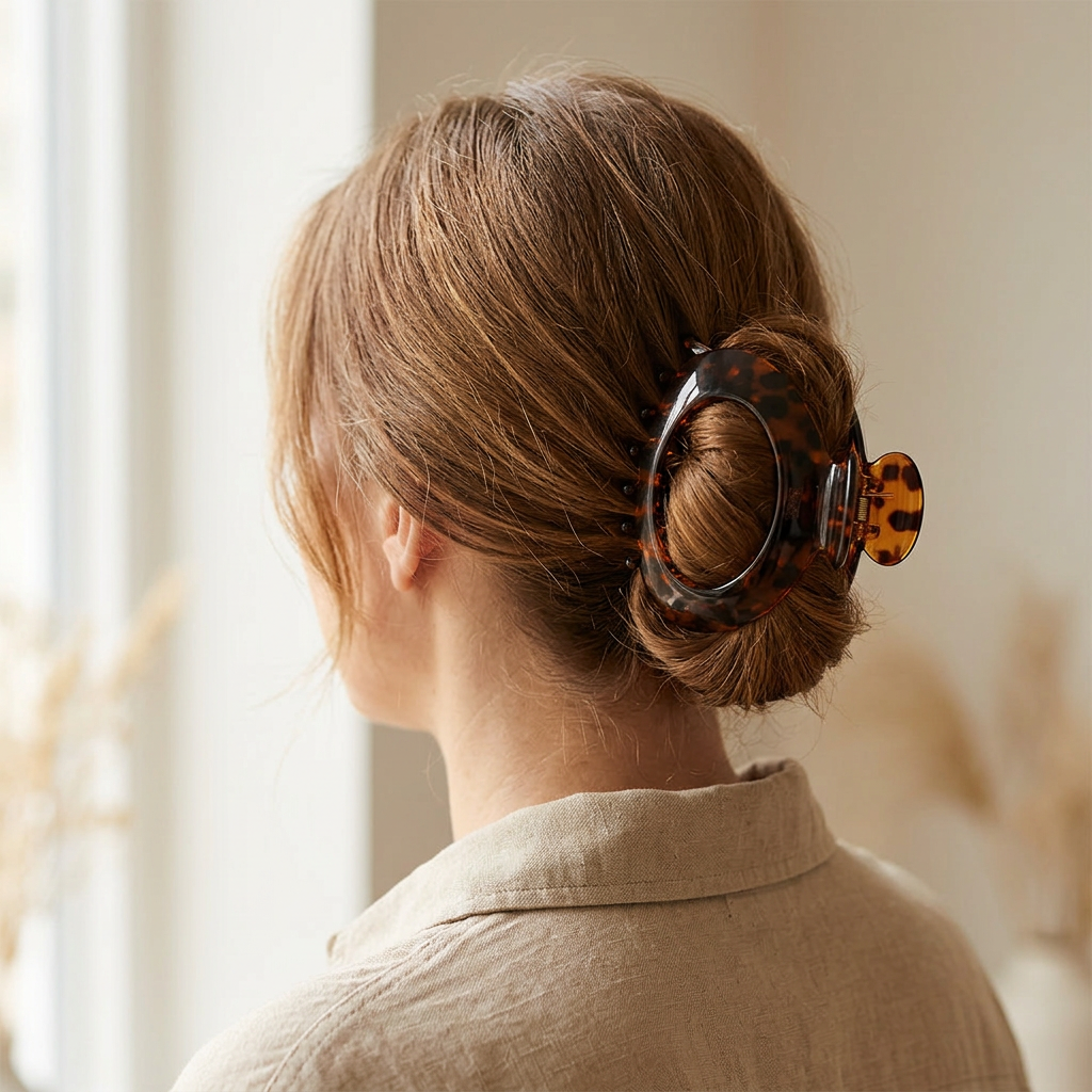 Round Hair Slide Barrette with Stick