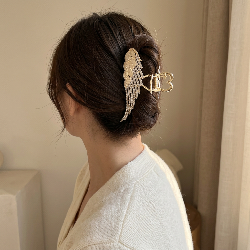 Rhinestone Wing Metal Claw Clip 11cm
