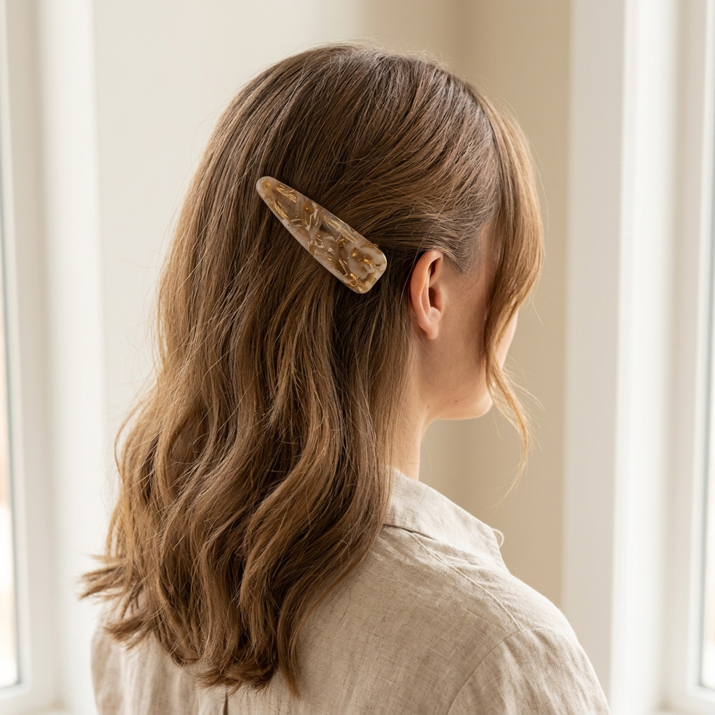 Small Triangle Duckbill Hair Clip with Gold Accent