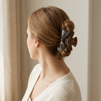 Acetate Bow Claw Clip Brown Tones 9cm
