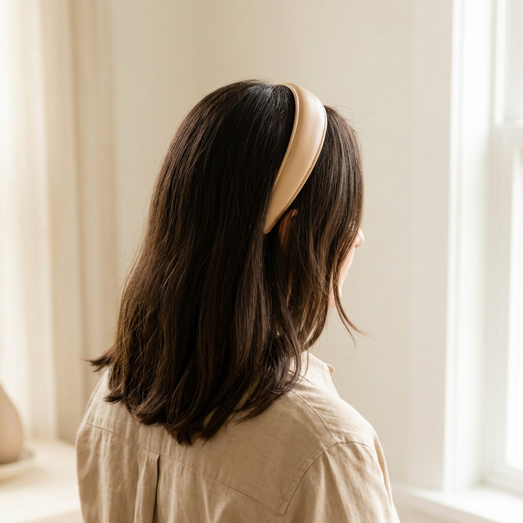 Faux Leather Headband, Wide Vintage Hair Band