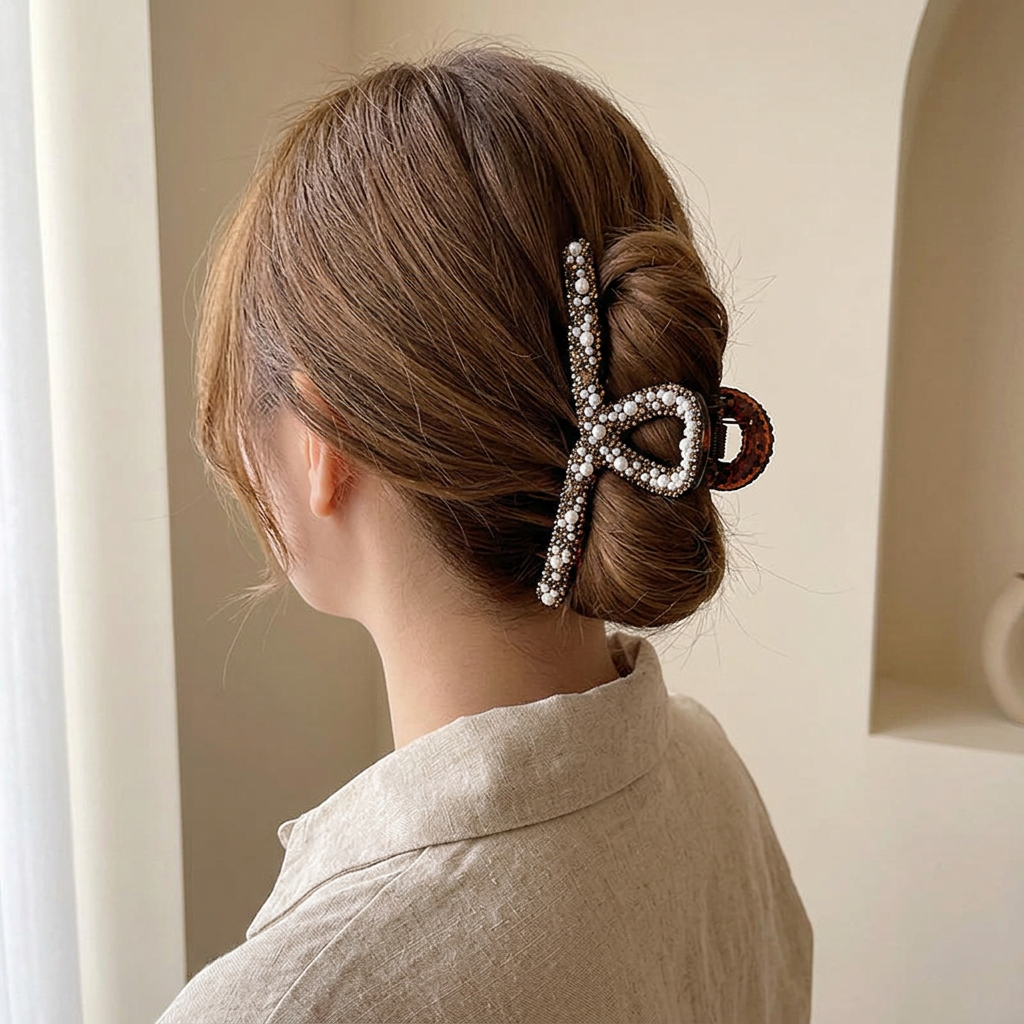 Large Pearl Accent Claw Clip 11cm