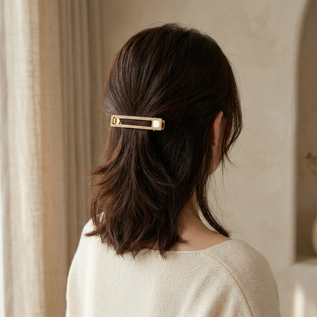 Rectangle Rhinestone Metal Barrette