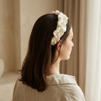 Pleated Satin Headband, Wide Padded Hair Band
