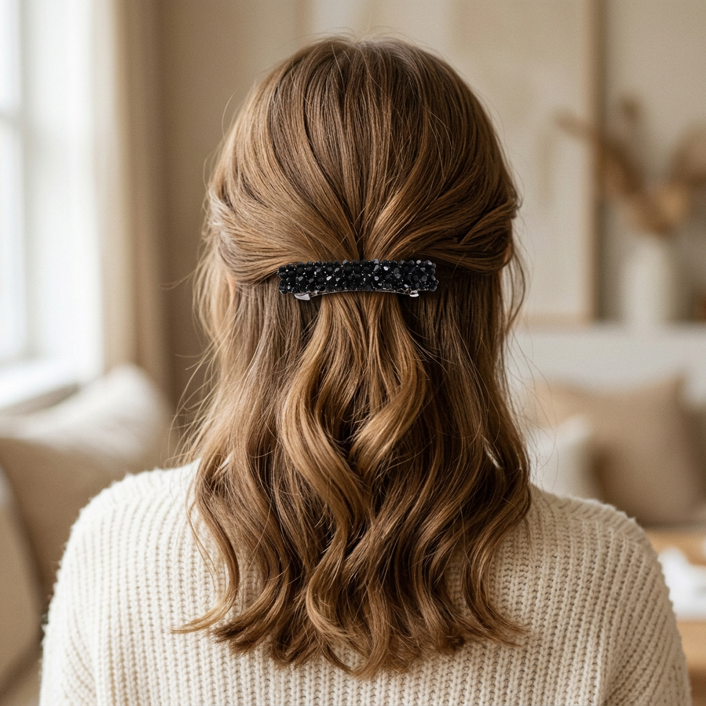 Four-Row Crystal Spring Hair Clip