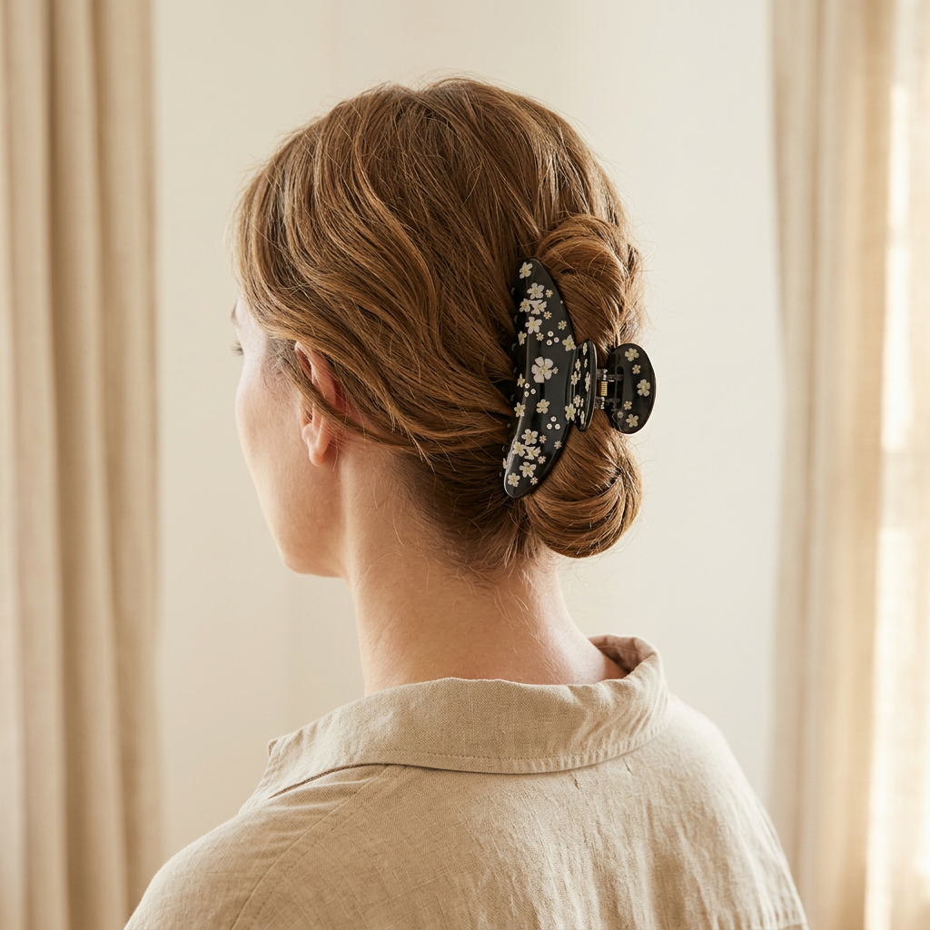 Rhinestone Flower Claw Clip, Acrylic Updo Hair Clip