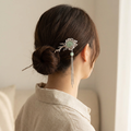 Pleated Geometric Metal Hair Stick with Tassel
