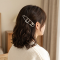 Oversized Safety Pin Hair Clip in Silver Tone