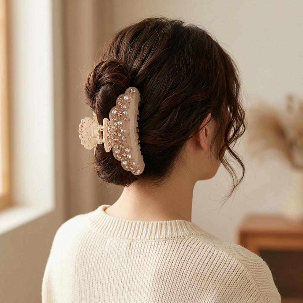 Jewel-Embellished Claw Clip, 10 cm Hair Claw