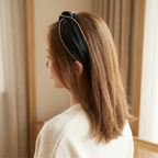 Gold-Trim Knotted Satin Headband