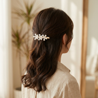 Pearl Flower Hair Clip, 7 cm Alloy Barrette