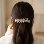 Rhinestone Bow Hair Clip, Alloy Barrette 8.8 cm